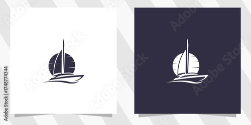 sailing yacht silhouette logo design