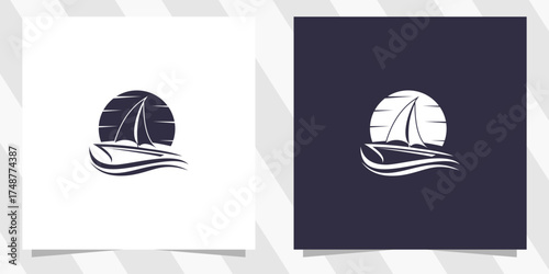 sailing yacht silhouette logo design
