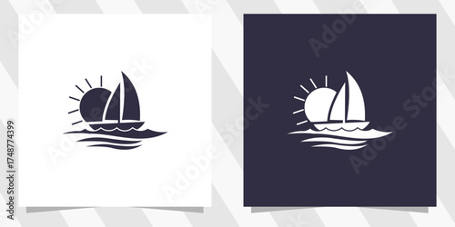 sailing yacht silhouette logo design