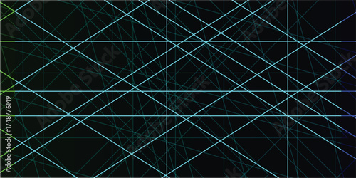 Abstract digital artwork featuring a complex network of intersecting lines and geometric patterns.
