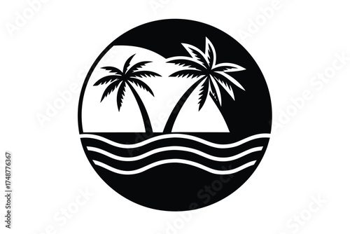 beach scene silhouette vector art