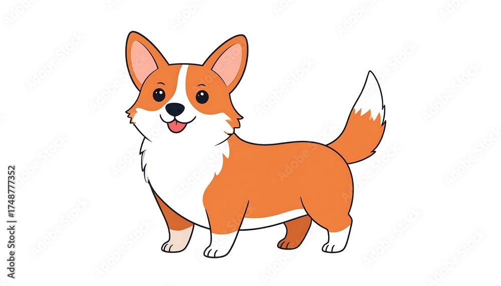 Obraz premium Cute Pembroke Welsh Corgi Cartoon Illustration.