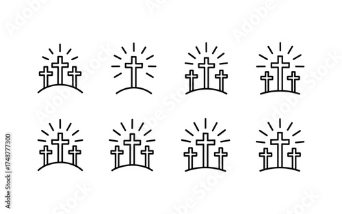 Cross symbol. Three crosses. Calvary. Vector.	
