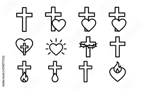 Cross symbol. Three crosses. Calvary. Vector.	