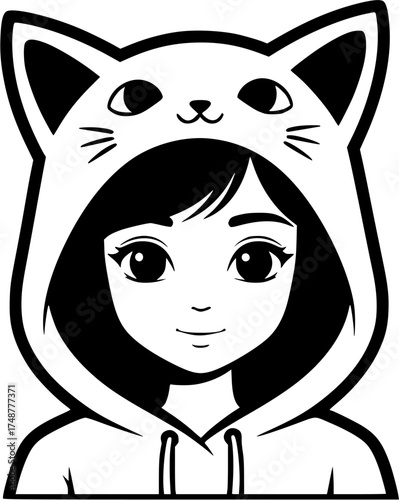 cute girl in a cat hood
