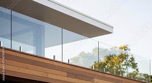 Glass Balustrade Detail on Modern Wood Clad Building Stylish Balcony Railing Design Contemporary Architecture Element Luxury Home Exterior Glass Railing With Wood Siding