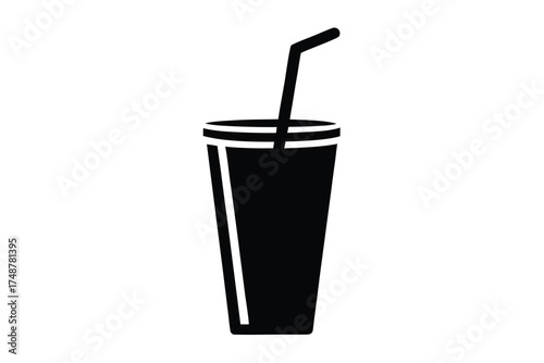 juice straw silhouette vector art