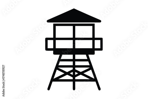 lifeguard tower silhouette vector art