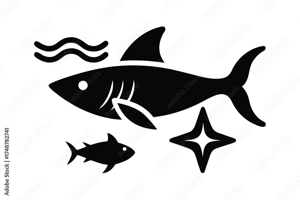 Obraz premium ocean life silhouette vector art