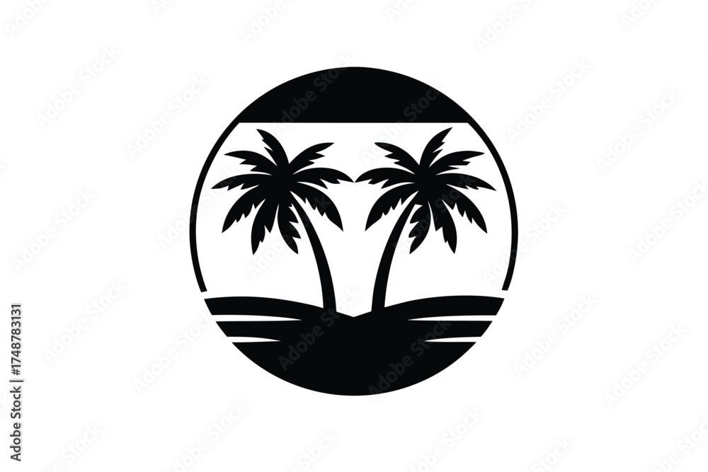 Fototapeta premium palm beach silhouette vector art