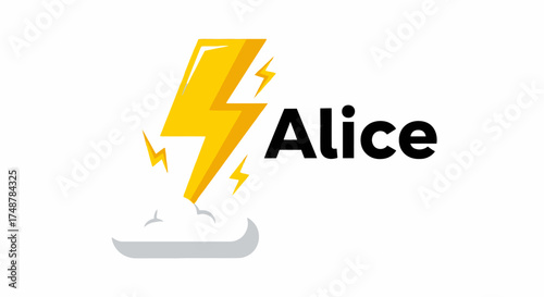 Lightning and Clouds with the Text "Alice" (Blue Line), Electrical Energy and Thunderstorms
