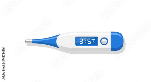 Digital thermometer indicating a slightly elevated body temperature reading