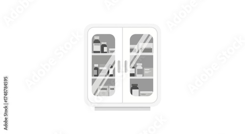 Illustration of a medicine cabinet with drugs and pills in vector format