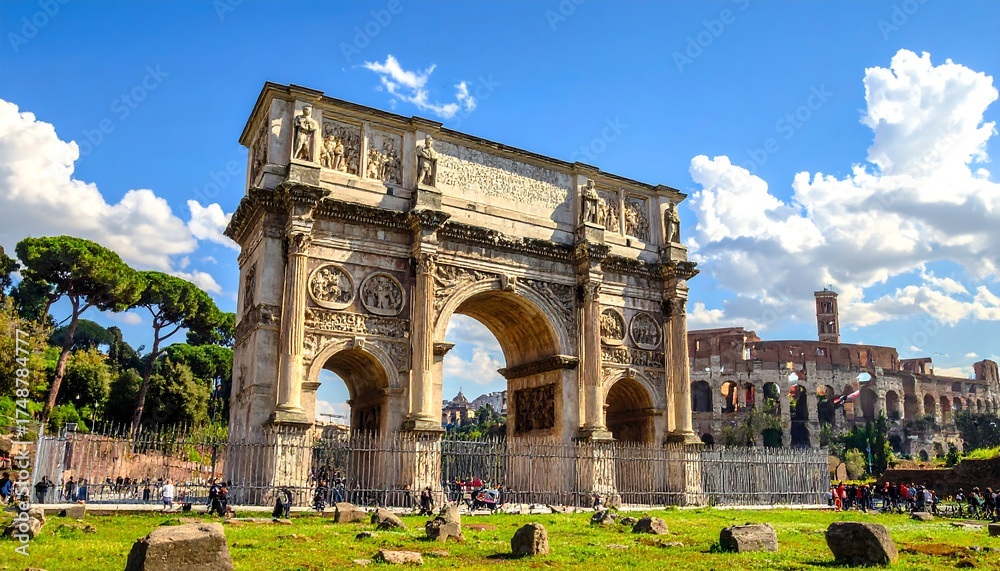 Fototapeta premium Ancient Roman Archway in Rome, Italy.