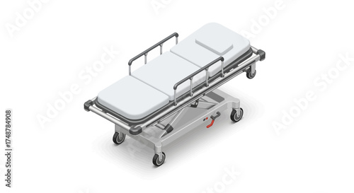 Isometric view of a medical transport stretcher for hospital patients
