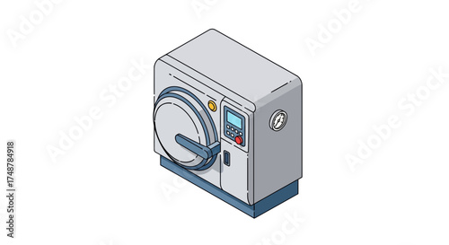 Isometric view of a sterilization autoclave, equipment for laboratory or hospital