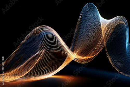 Modern abstract background with smooth, dynamic light wave, Luminous flowing lines graphic element for banners and presentations