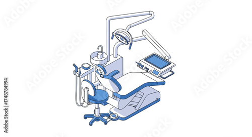 Minimalist dental clinic illustration in blue and white tones design