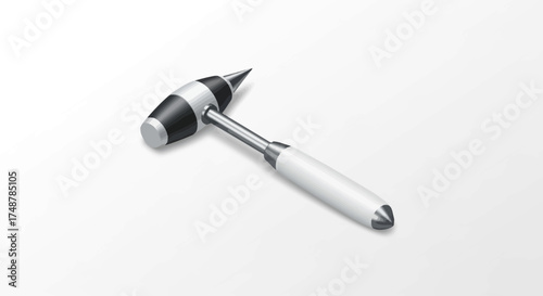 Neurological reflex hammer illustration for medical examination concept