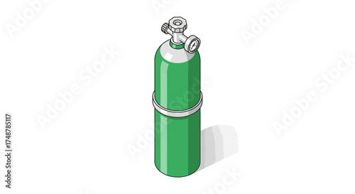 Oxygen Cylinder Illustration, Medical Equipment, Vector Isometric Isolated