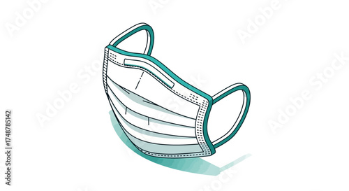 Protective teal and white mask in modern, eye-catching vector style