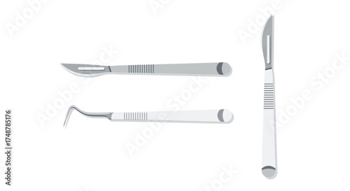 Sterile surgical instruments scalpel for medical professionals isolated