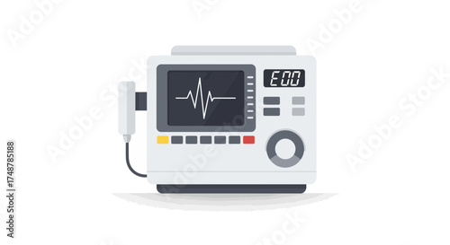 Stylized Defibrillator Illustration Emphasizing Health and Technology