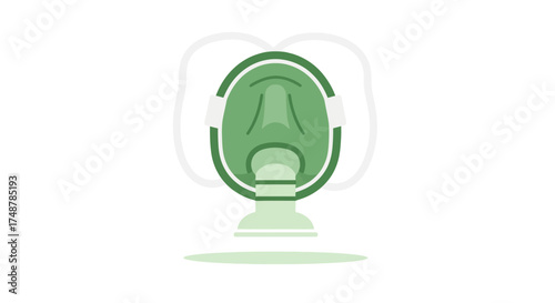Stylized green respirator mask illustration for safety measures