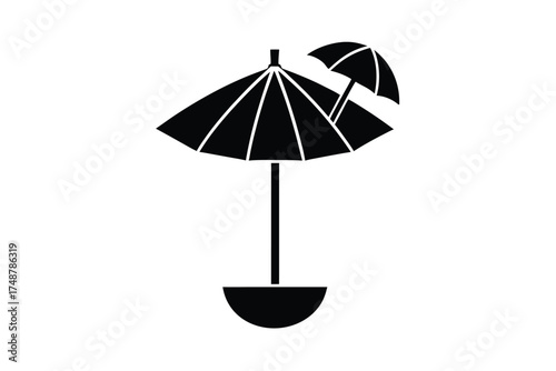 tropical cocktail umbrella silhouette vector art