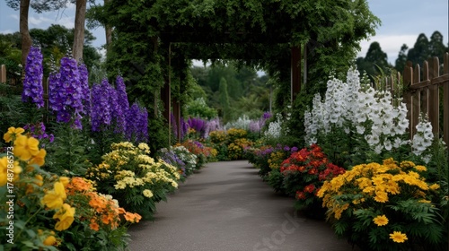 Wallpaper Mural Vibrant Floral Archway Framing Entrance with Colorful Flowers in Blooming Garden Pathway Torontodigital.ca