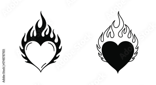 Two black and white flame hearts a striking design element