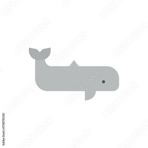 Simple Illustration of a Gray Whale Icon with a Transparent Background