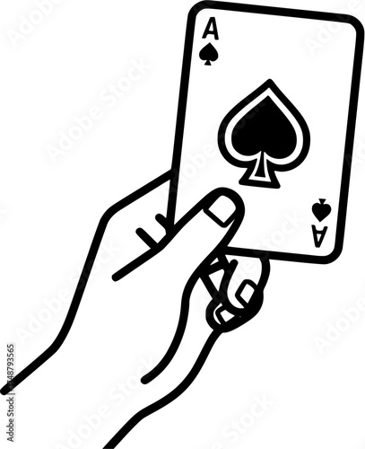 hand holding ace of spades card
