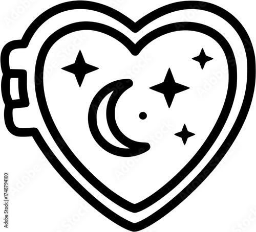 magical celestial heart locket outline drawing
