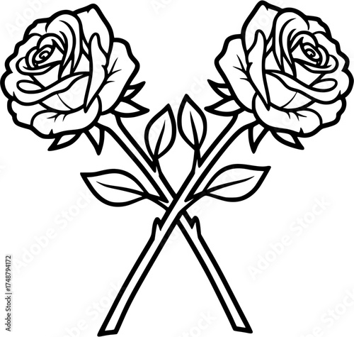 crossed roses tattoo vector

