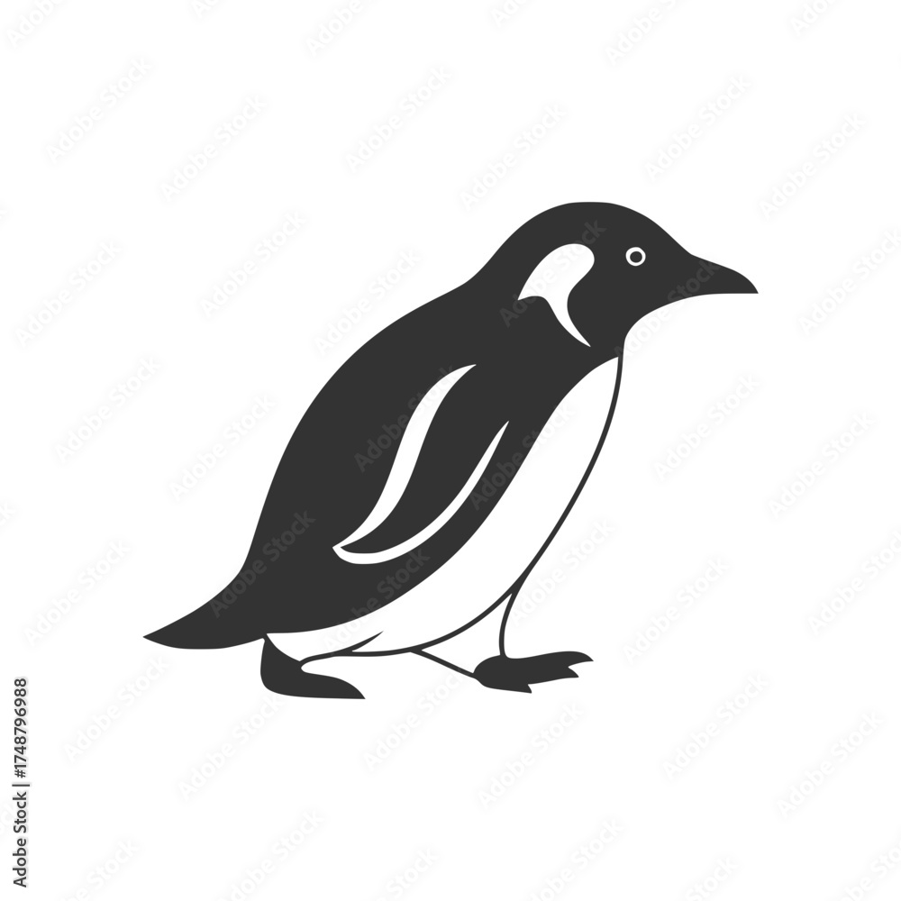 Fototapeta premium Elegant Penguin Silhouette Illustration for Branding Design and Wildlife Concepts