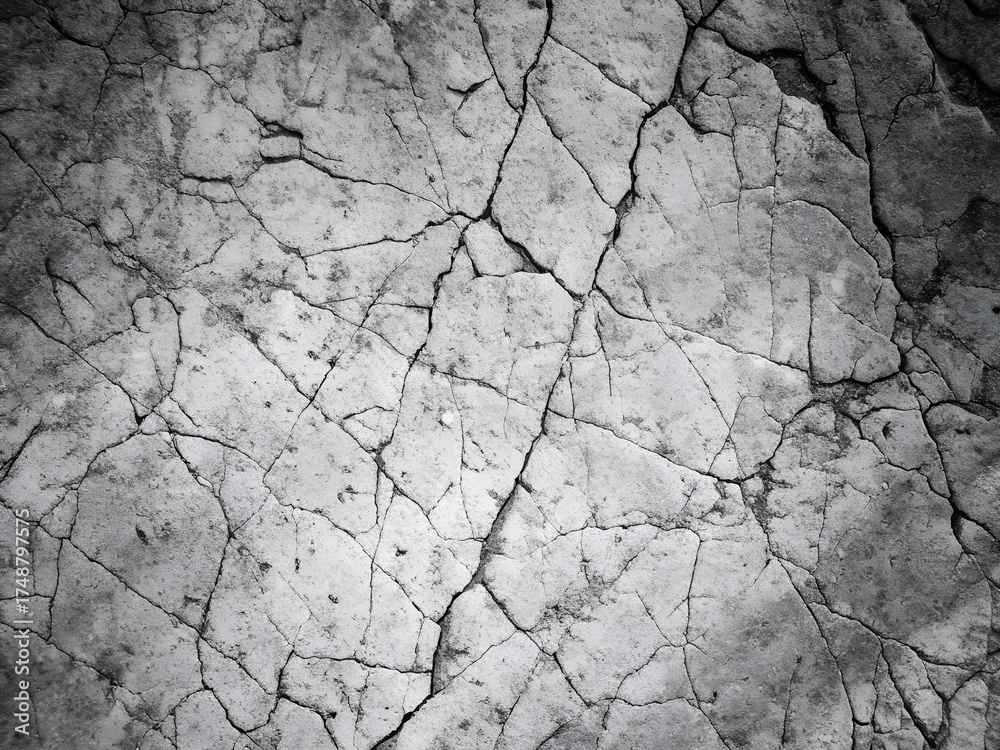 Fototapeta premium Cracked Plaster Texture Background 8K Seamless Gray Veins
