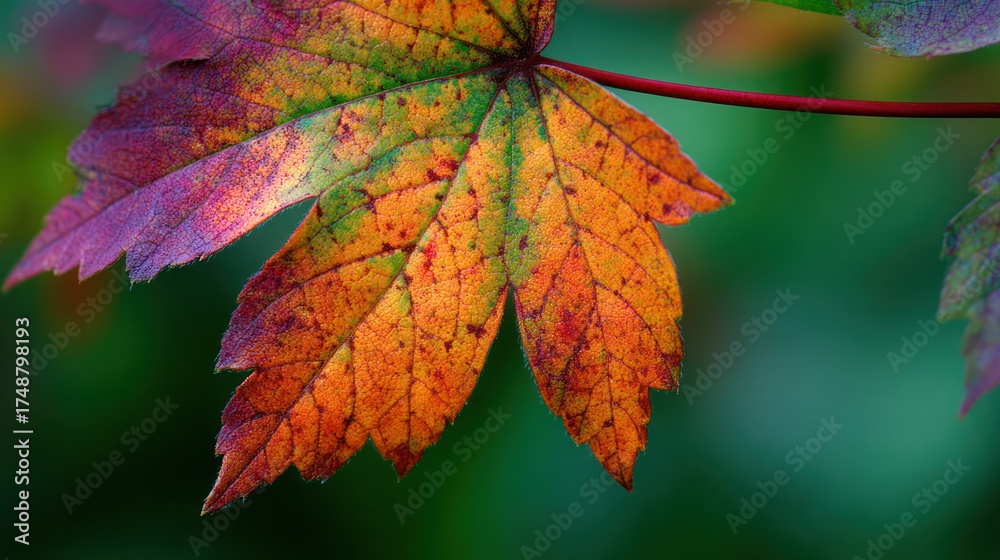 Fototapeta premium Close-up of colorful autumn leaf