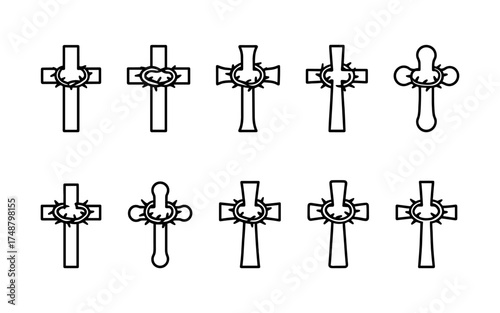 Cross symbol. Three crosses. Calvary. Vector.	
