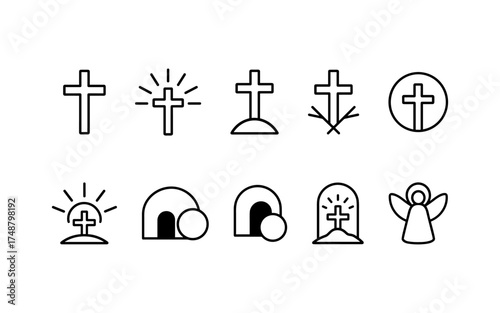 Cross symbol. Three crosses. Calvary. Vector.	
