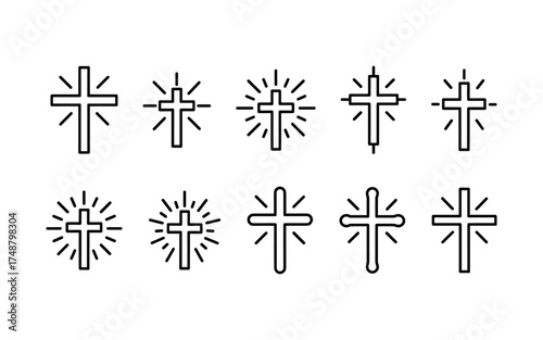 Cross symbol. Three crosses. Calvary. Vector.	
