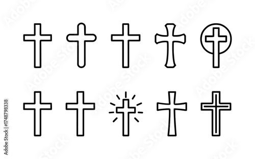 Cross symbol. Three crosses. Calvary. Vector.	
