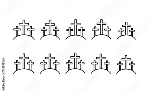 Cross symbol. Three crosses. Calvary. Vector.	
