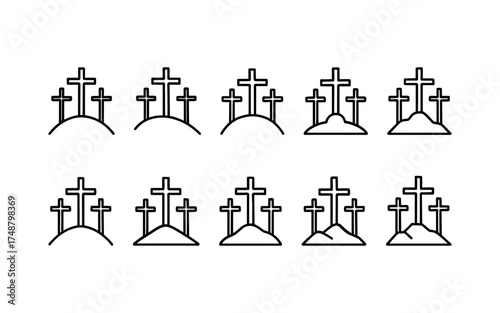 Cross symbol. Three crosses. Calvary. Vector.	
