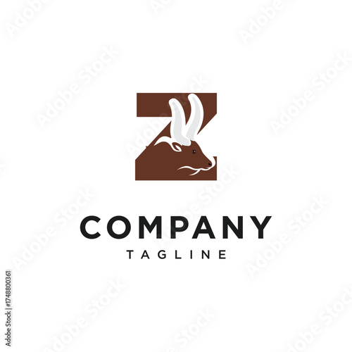 Letter Z Ankole Watusi Bull Logo Icon Vector