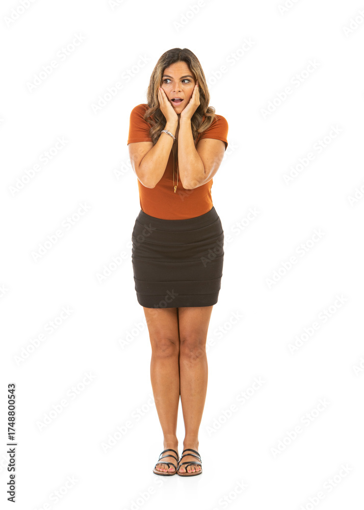 Fototapeta premium Businesswoman With Surprised Look And Hands On Face