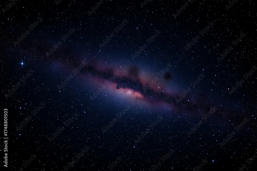 Fototapeta premium Generative AI cosmic panorama with nebulae and distant stars.