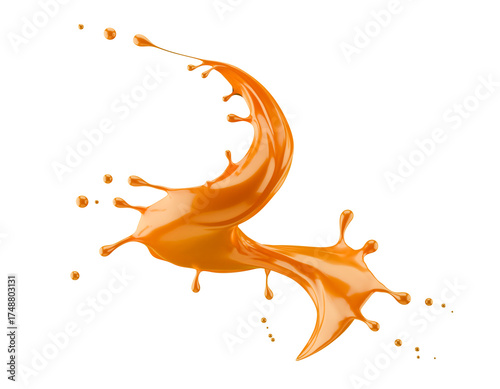 caramel splash isolated on a white background. 3d render