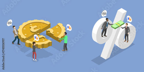 3D Isometric Flat Vector Illustration of Passive Income, Earnings Potential, Dividend Income And Financial Profitability