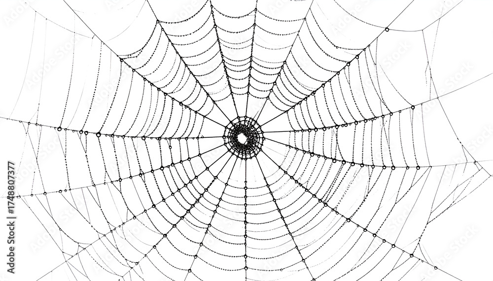 Obraz premium Detailed Spiderweb Illustration on White Background.